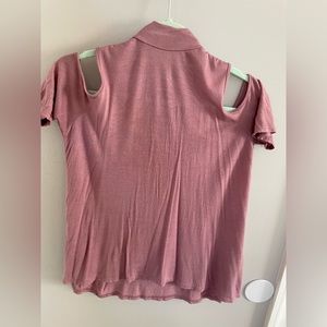 High neck, shoulder cut outs top